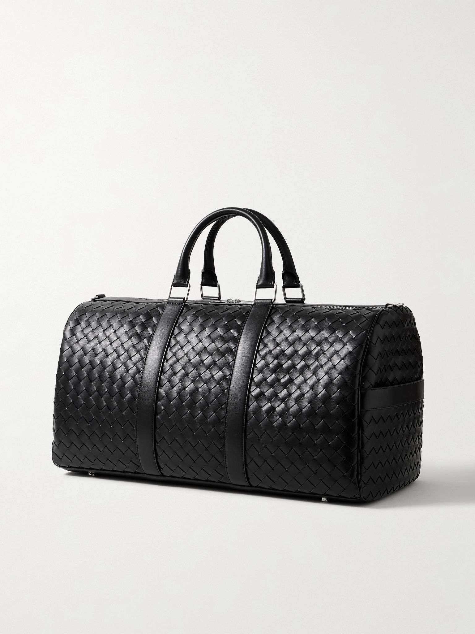 Intrecciato Leather Duffle Bag Black - 3