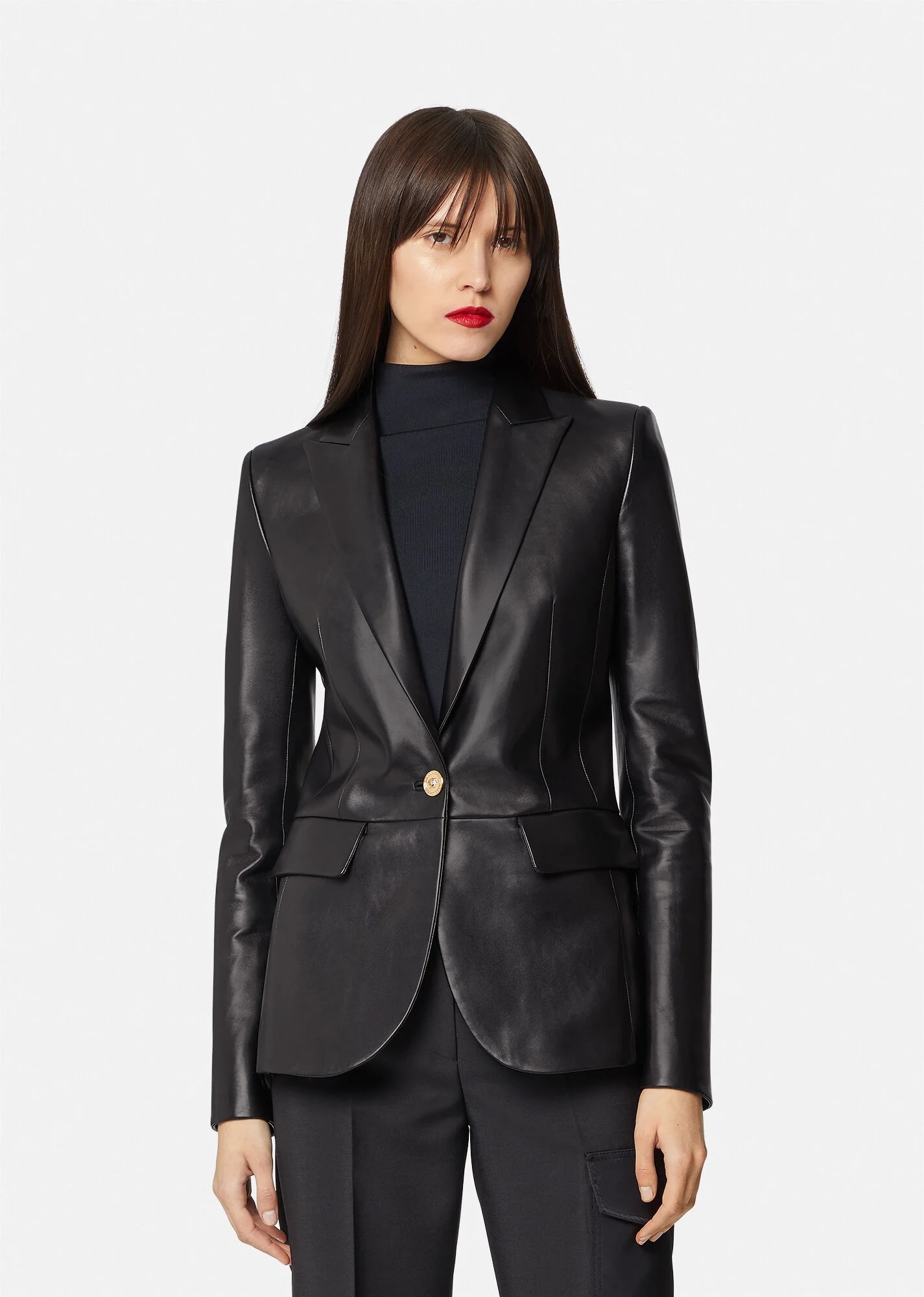 Medusa Nappa Leather Blazer - 3
