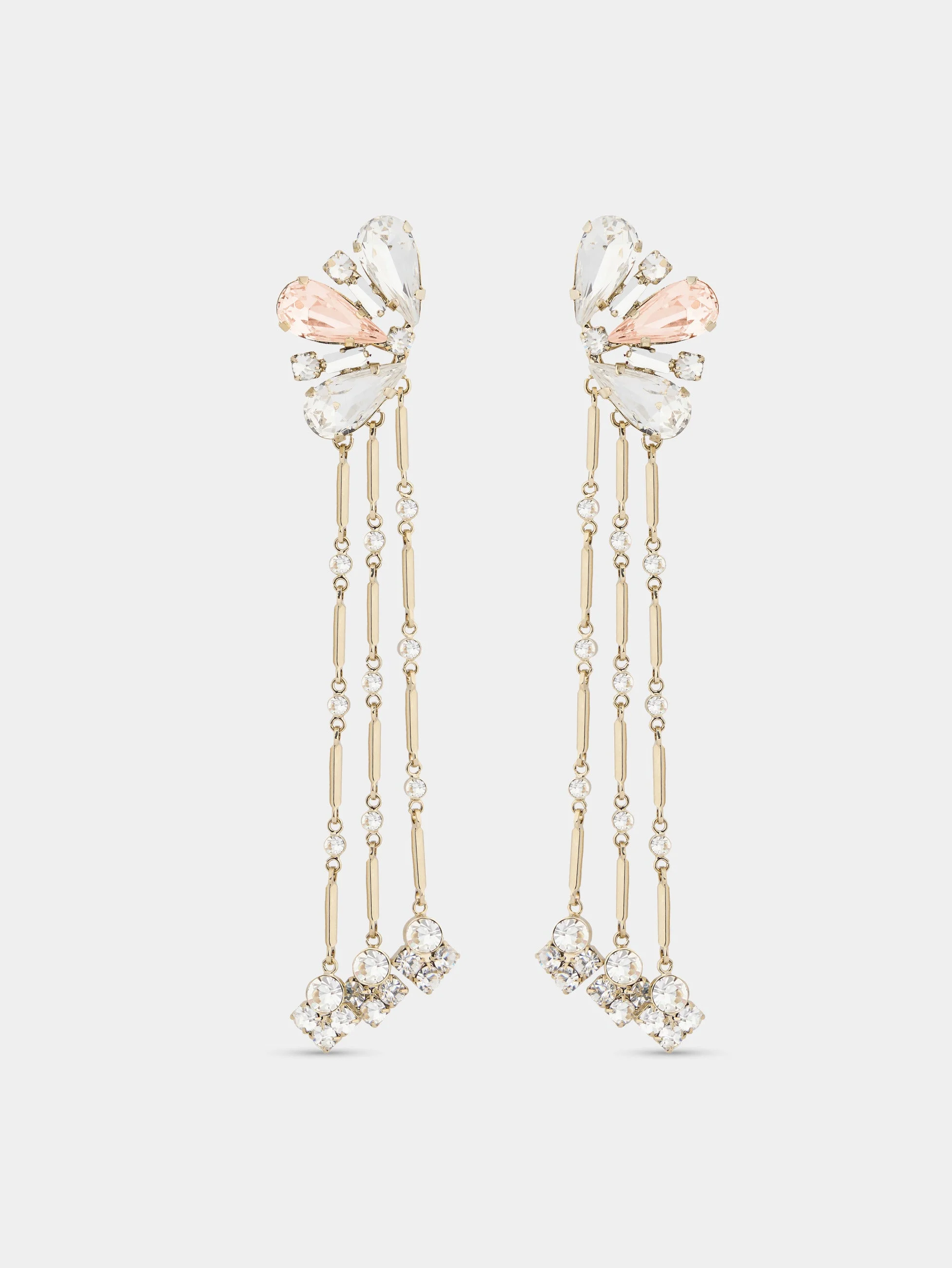 STRASS JEWEL EARRINGS IN LIGHT GOLD AND PINK - 1