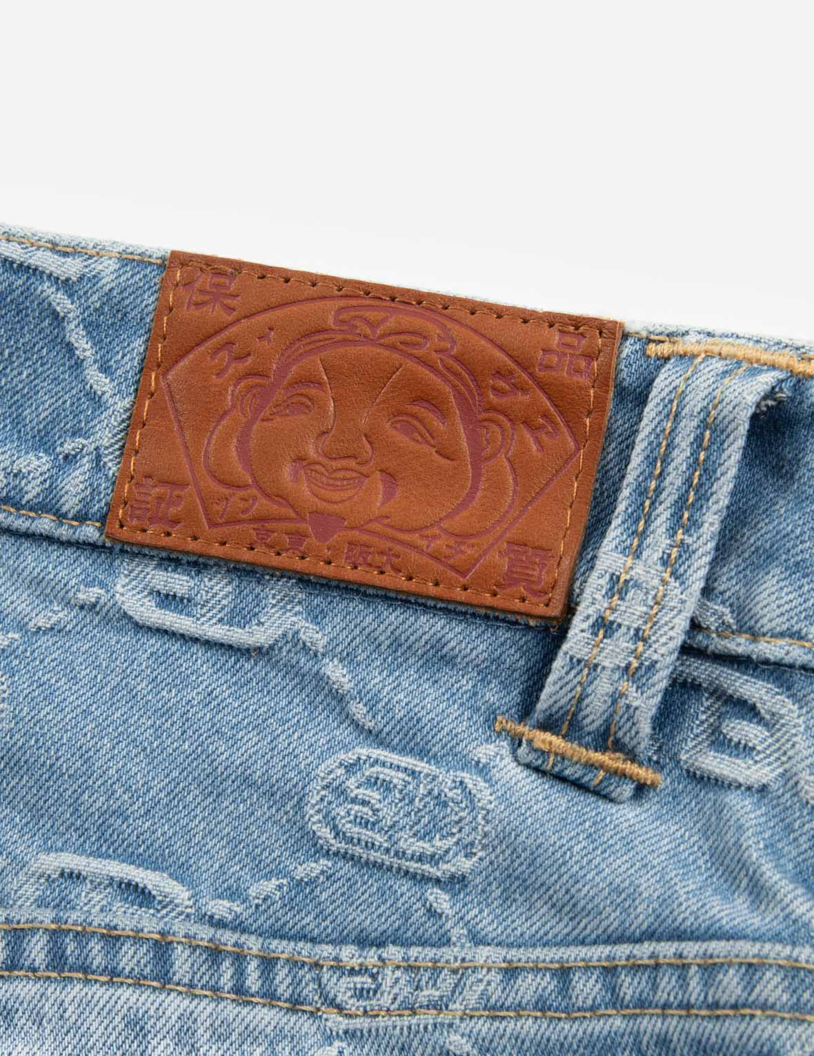 ALLOVER LOGO WITH PINK DIAMOND-IRONING SEAGULL LOOSE FIT DENIM SHORTS - 12