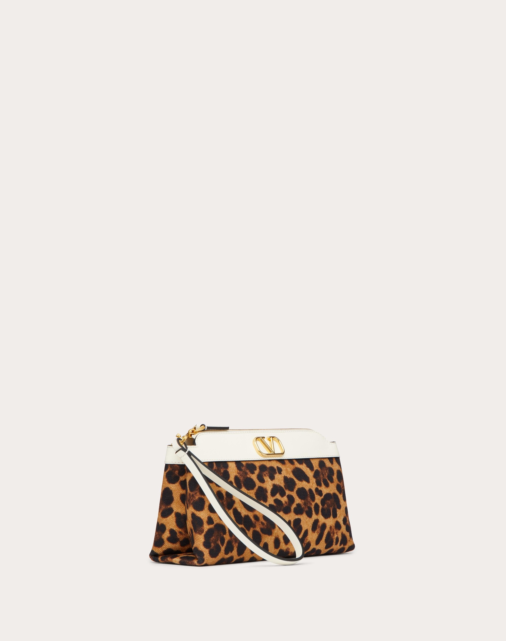 VALENTINO GARAVANI ESCAPE CLUTCH BAG IN CANVAS WITH ANIMALIER PRINT - 3