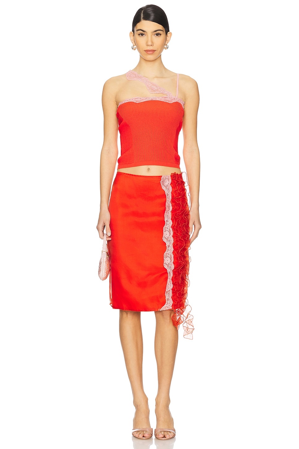 Skirt With Ruffles And Lace Detail - 5
