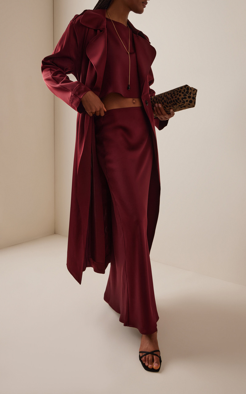 Barb Satin Trench Coat burgundy 3