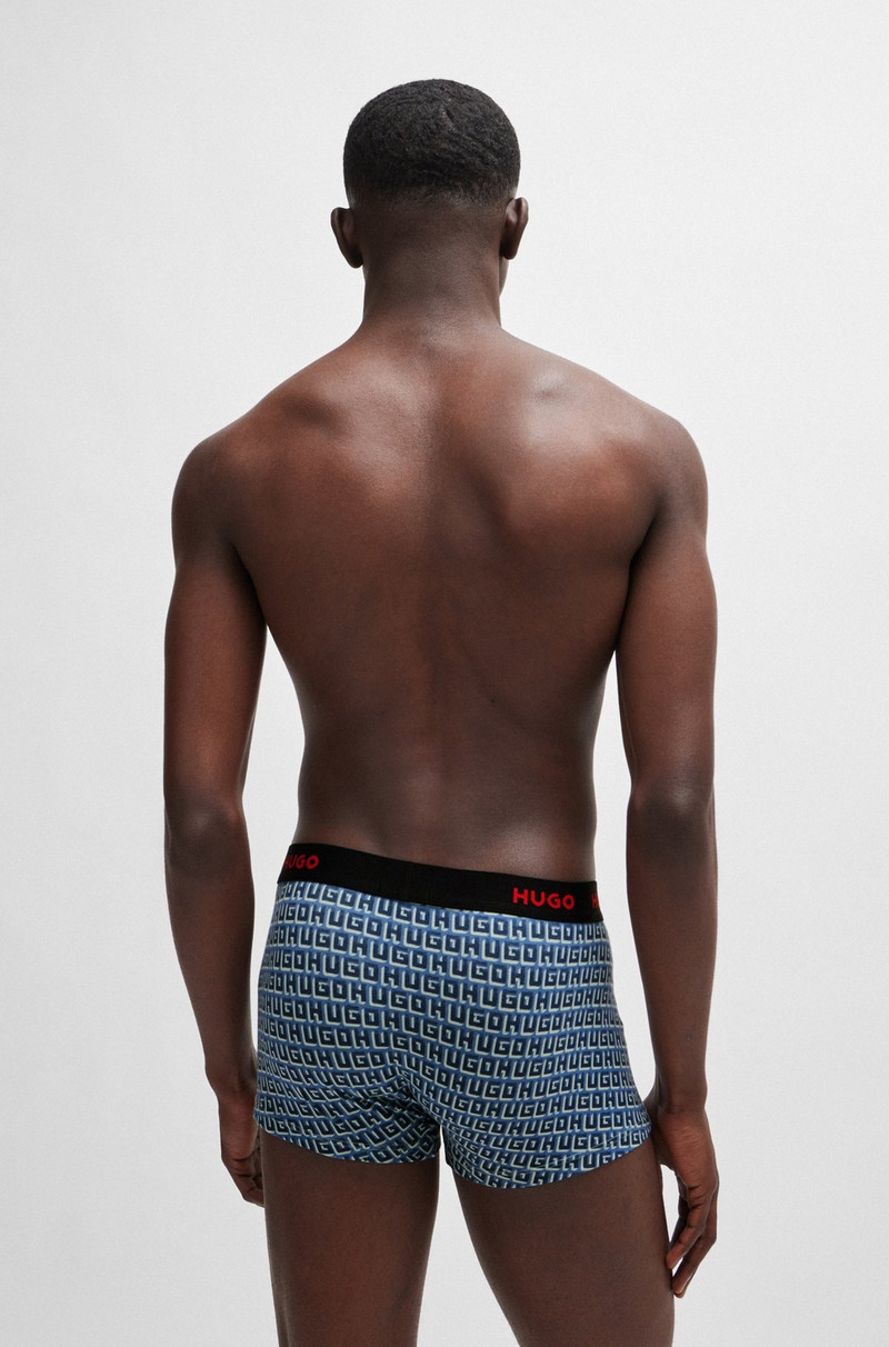 HUGO THREE-PACK OF STRETCH-COTTON TRUNKS WITH LOGO WAISTBANDS outlook