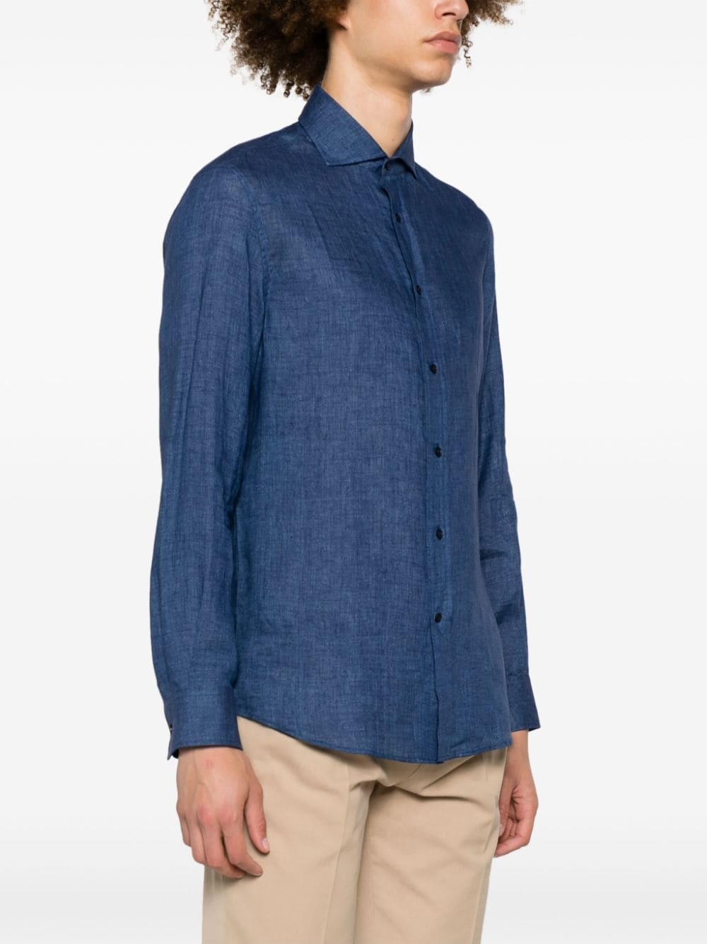 buttoned-up linen shirt - 3