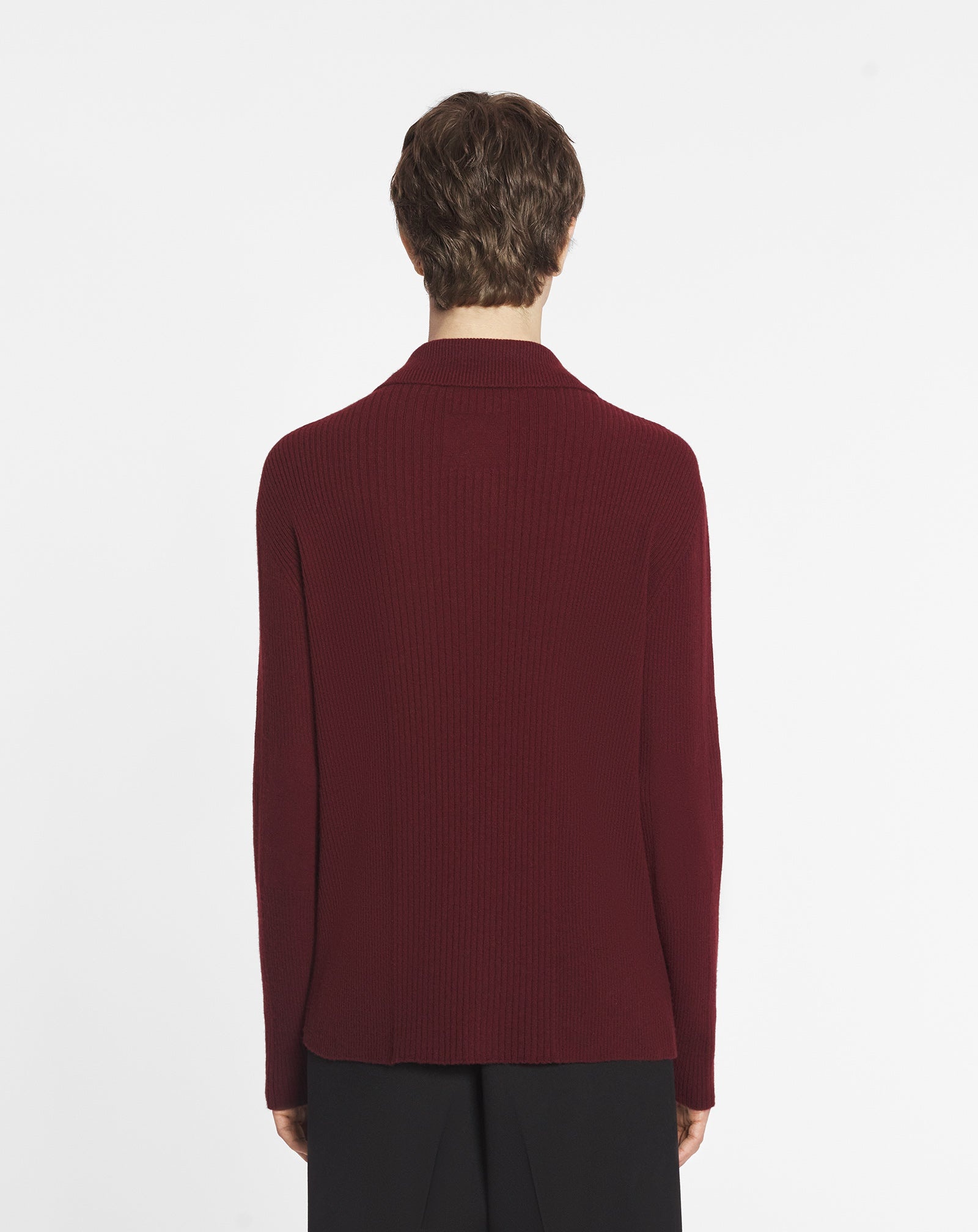 POLO-NECK RIBBED CARDIGAN - 4