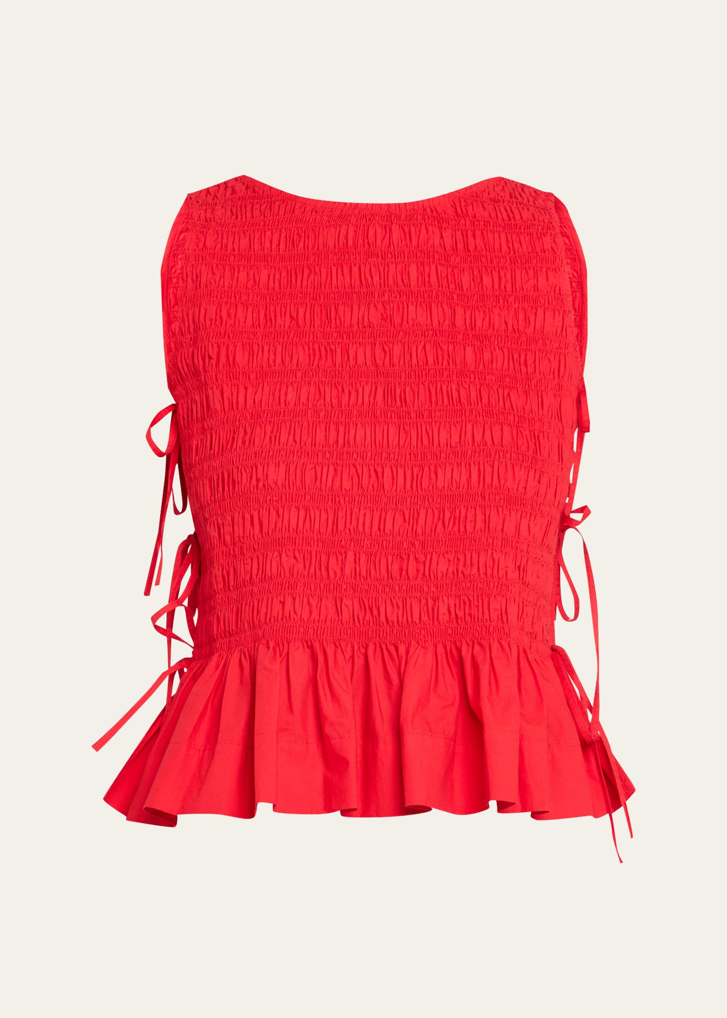 Smocked Side-Tie Peplum Top - 1