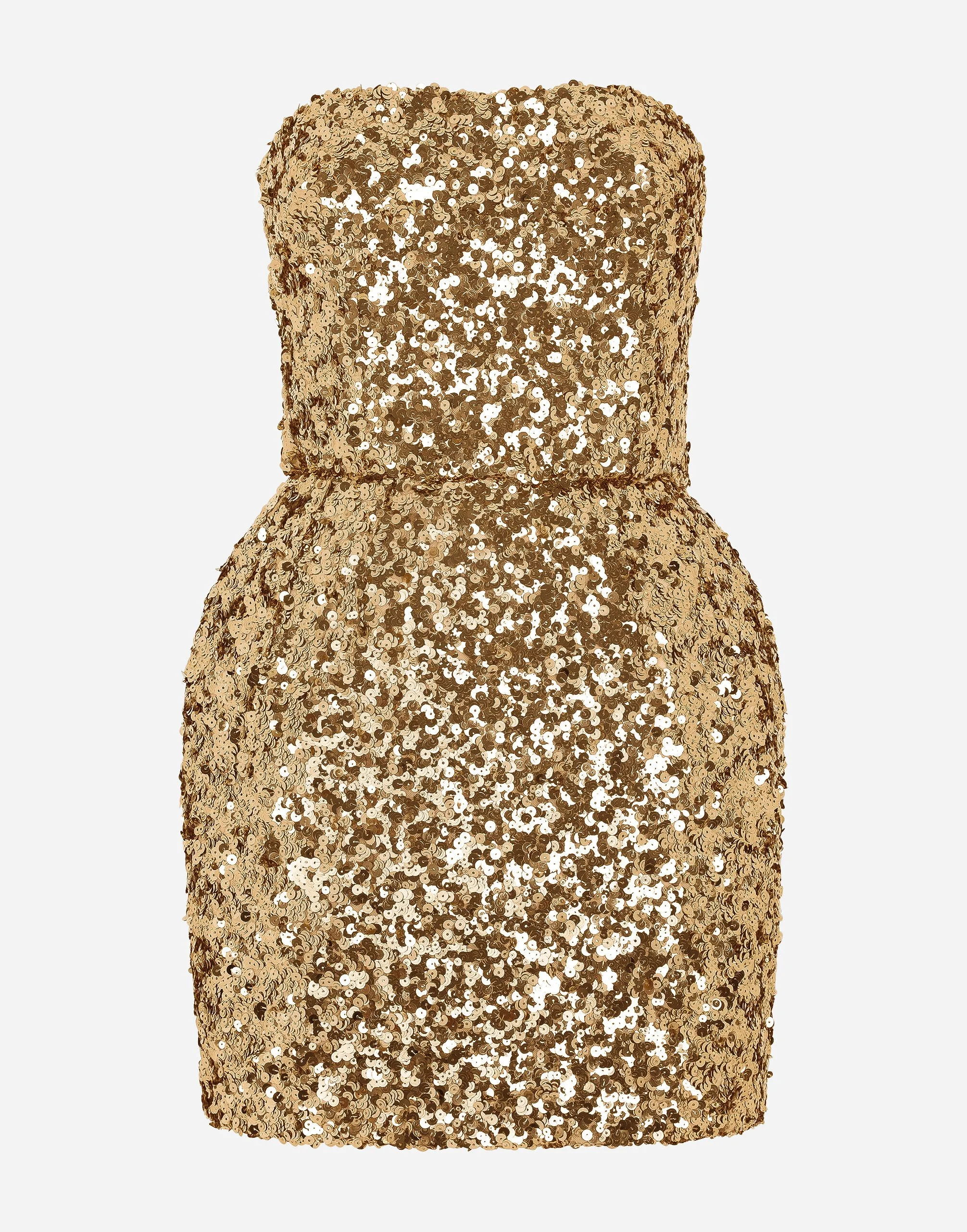 Short sequined strapless dress - 1