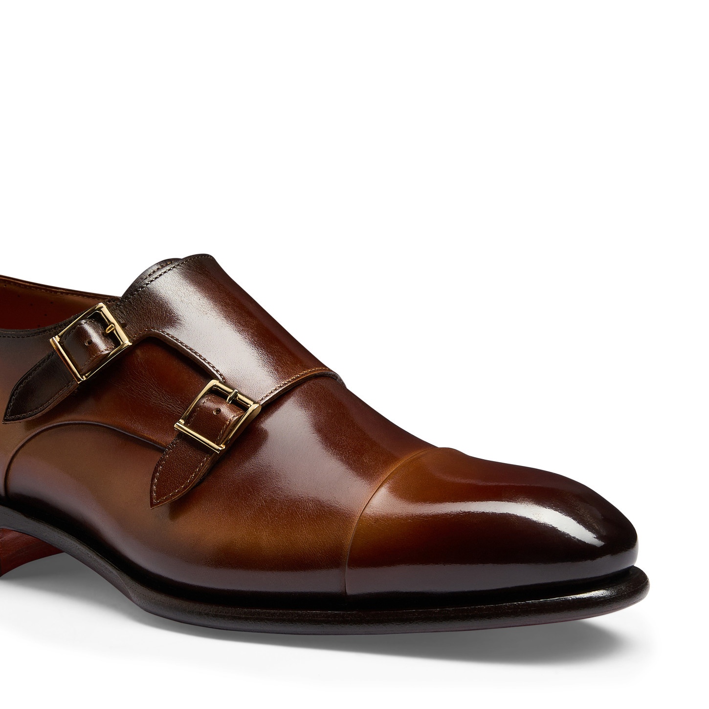 Men's dark brown leather double-buckle shoe - 6