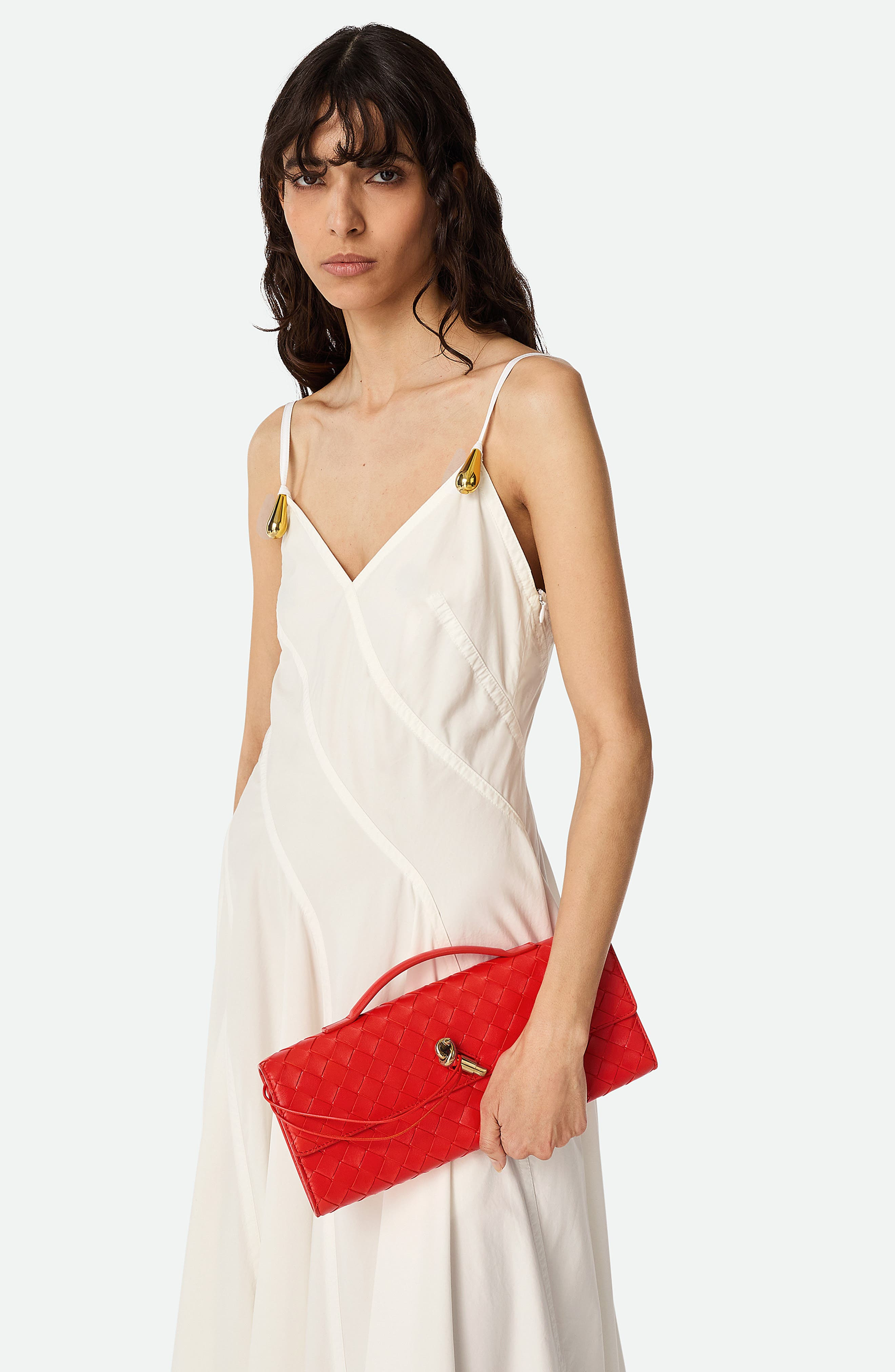 Bottega Veneta Long Andiamo Intrecciato Clutch Bag in Cherry Tomato-Muse Brass at Nordstrom - 2