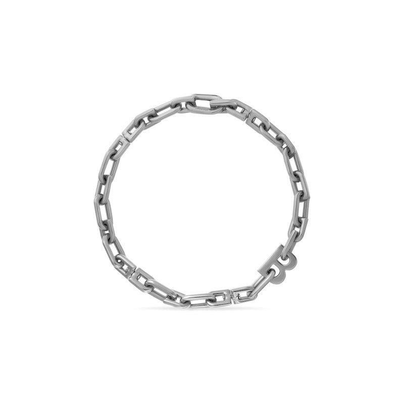 B Chain Thin Necklace in Silver 1