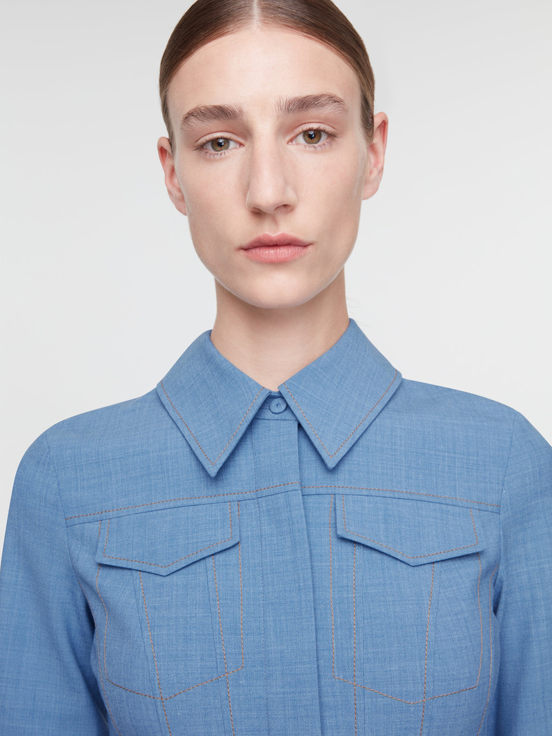Aspyn Dress In Blue Melange Summer Wool 5