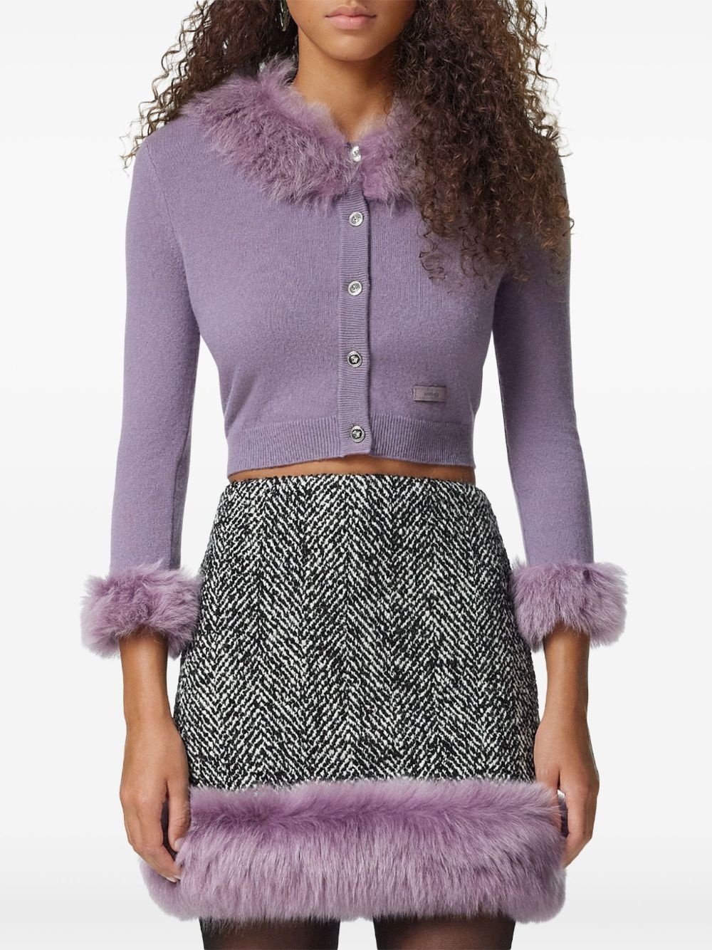 shearling trim cardigan - 3