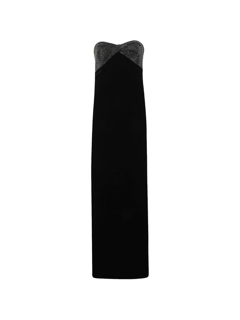 crystal-embellished strapless maxi dress 1
