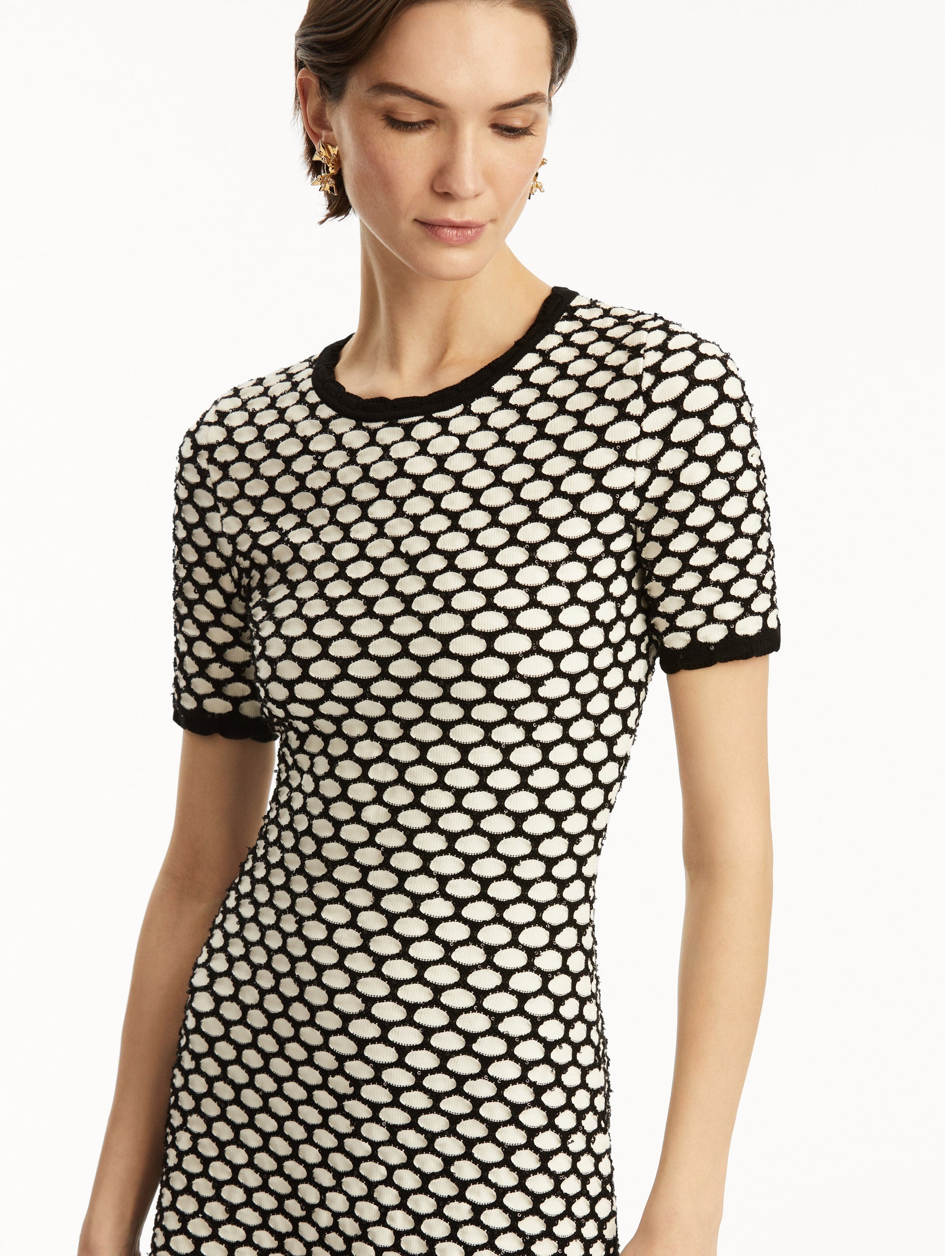 HONEYCOMB SEQUIN KNIT DRESS - 5