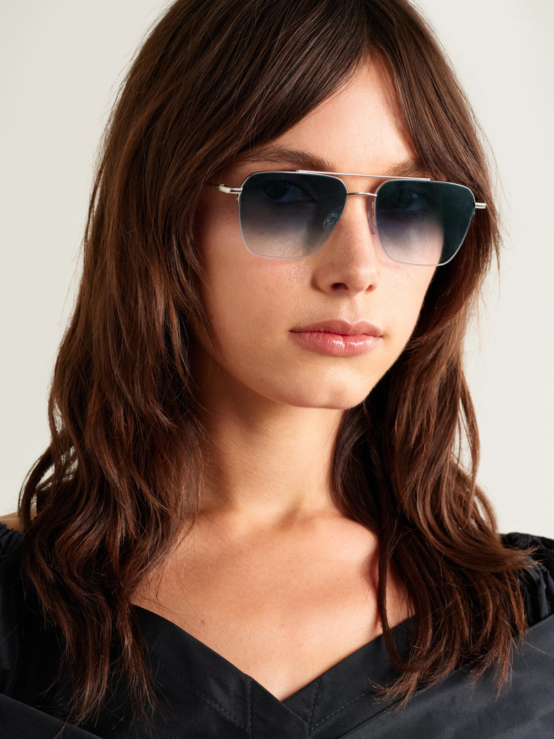 BARTON PERREIRA Armstrong Aviator-style Silver-tone Titanium Sunglasses outlook