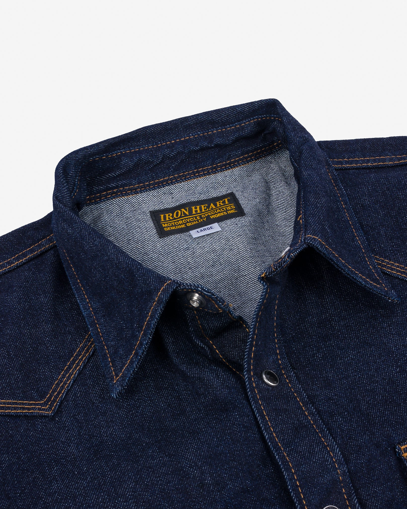 IHSH-33-IND 12oz Selvedge Denim Western Shirt - Indigo - 15