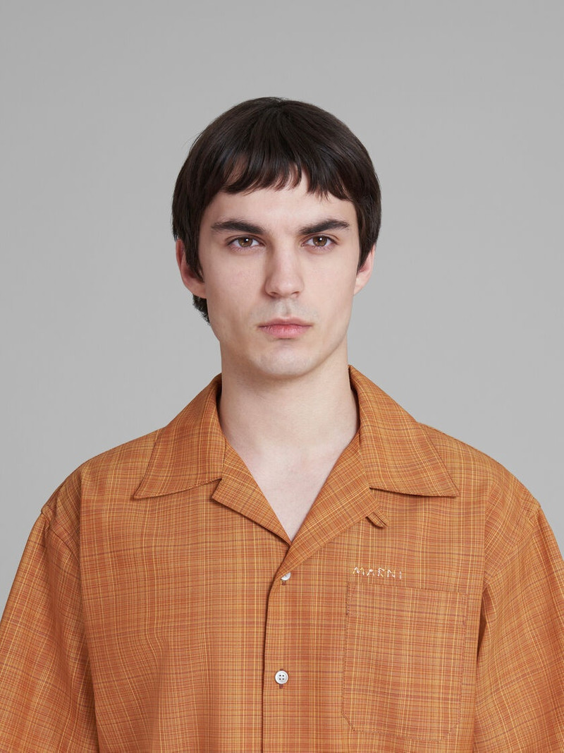 ORANGE BOWLING SHIRT IN CHECKED LIGHT WOOL 4