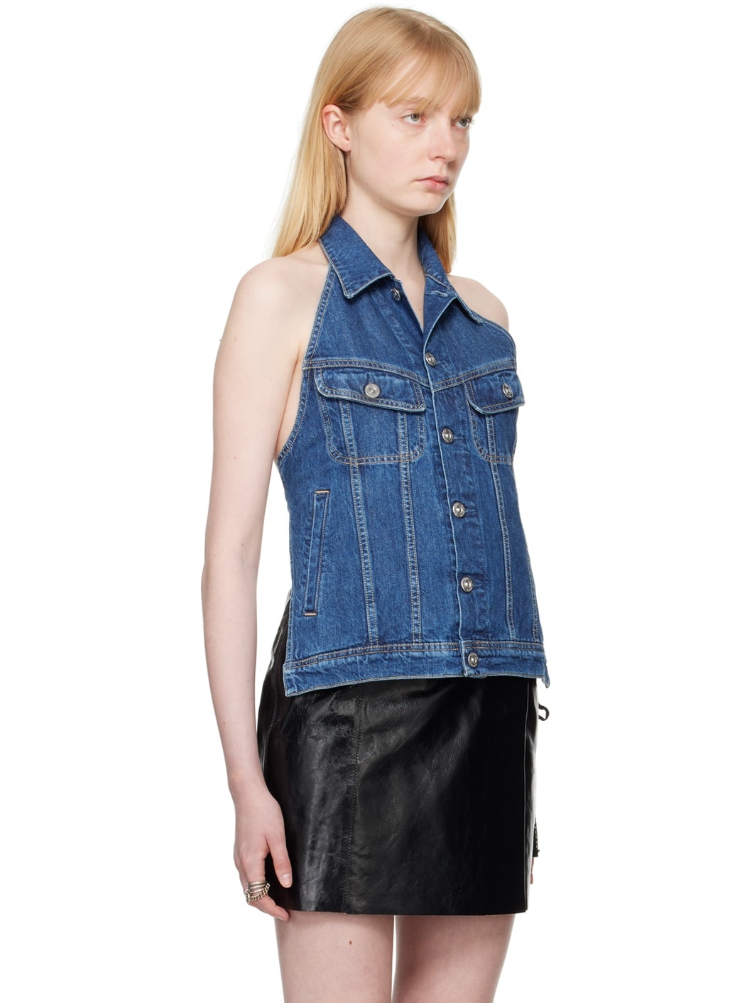 Indigo Strap Denim Vest - 2