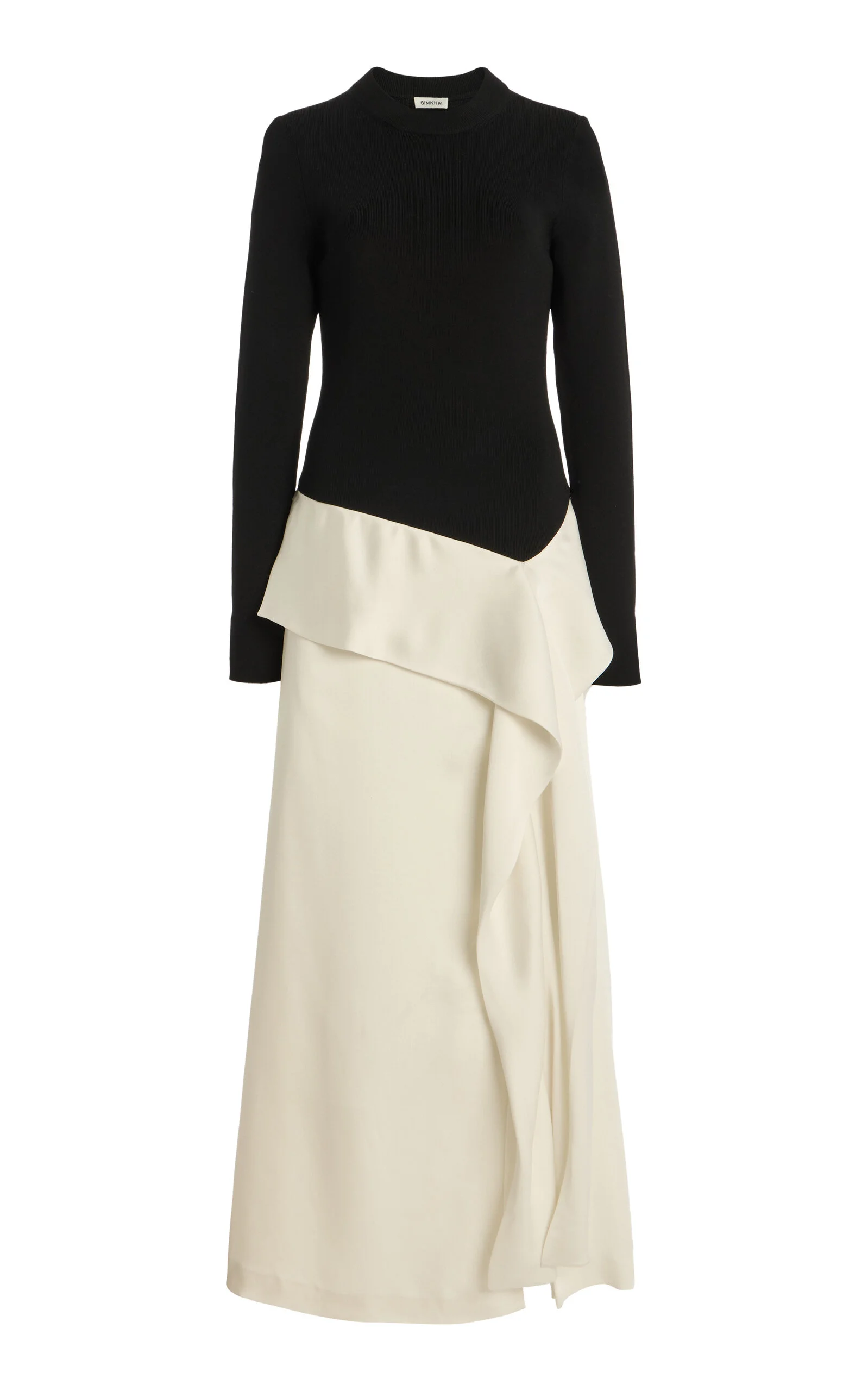 Ornella Asymmetric Flap Midi Dress black/white - 1