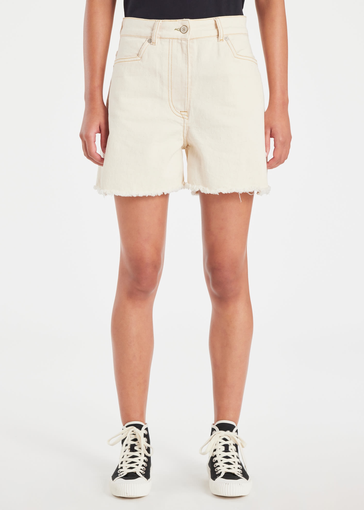 Ecru Denim Shorts - 3