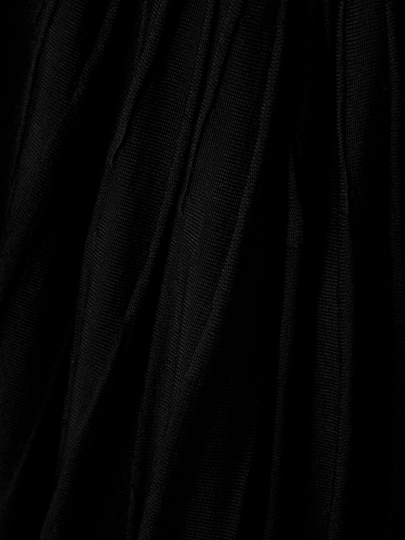 Off-the-shoulder asymmetric ribbed wool midi dress Black - 4