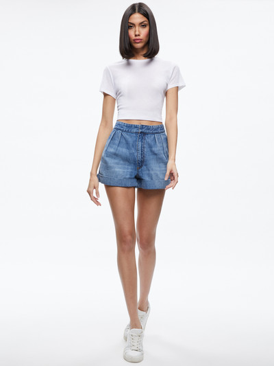 Alice + Olivia CONRY PLEATED DENIM SHORT outlook