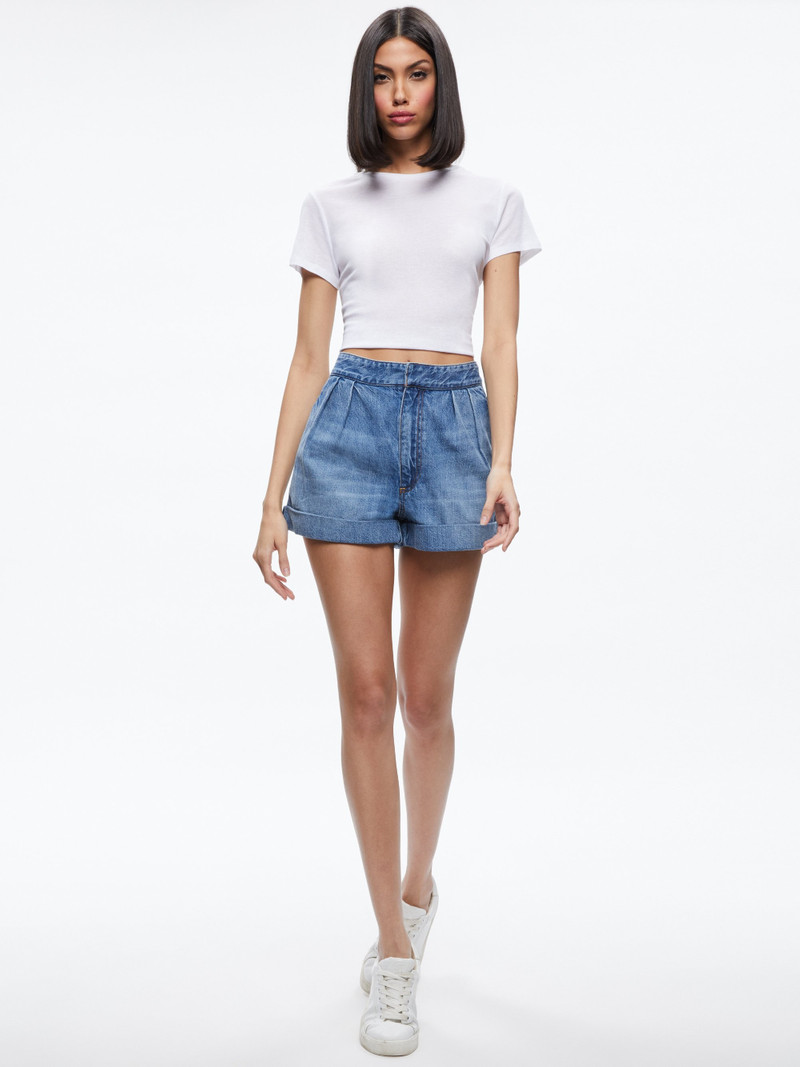 Alice + Olivia CONRY PLEATED DENIM SHORT outlook