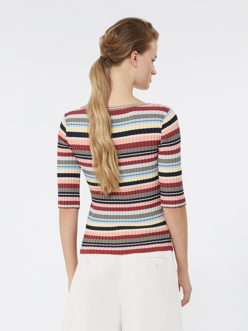 GUGLIA Stretch viscose yarn ribbed jumper - MULTICOLOUR 4