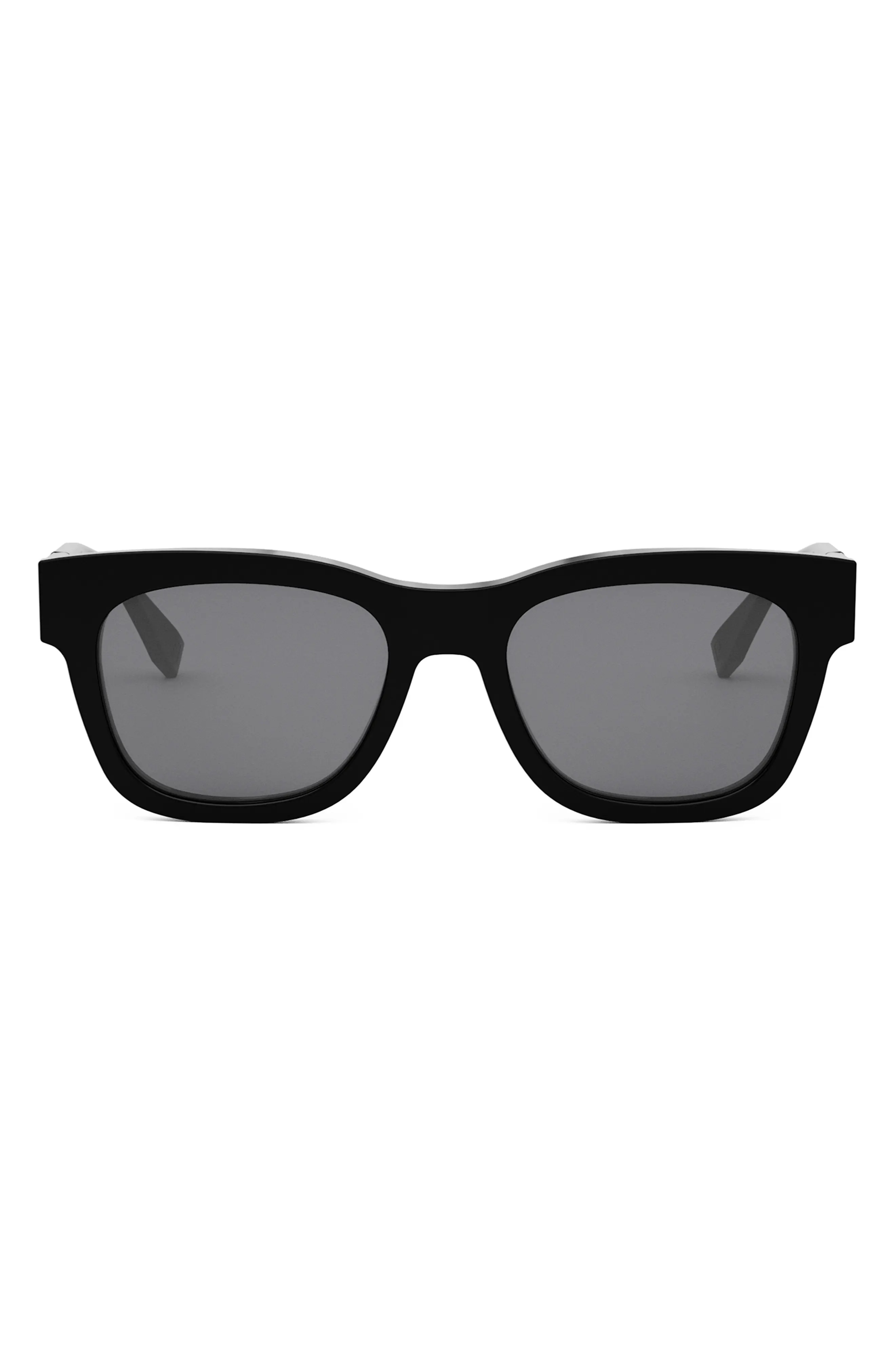 'Fendi Diagonal 51mm Square Sunglasses in Shiny Black /Smoke - 1