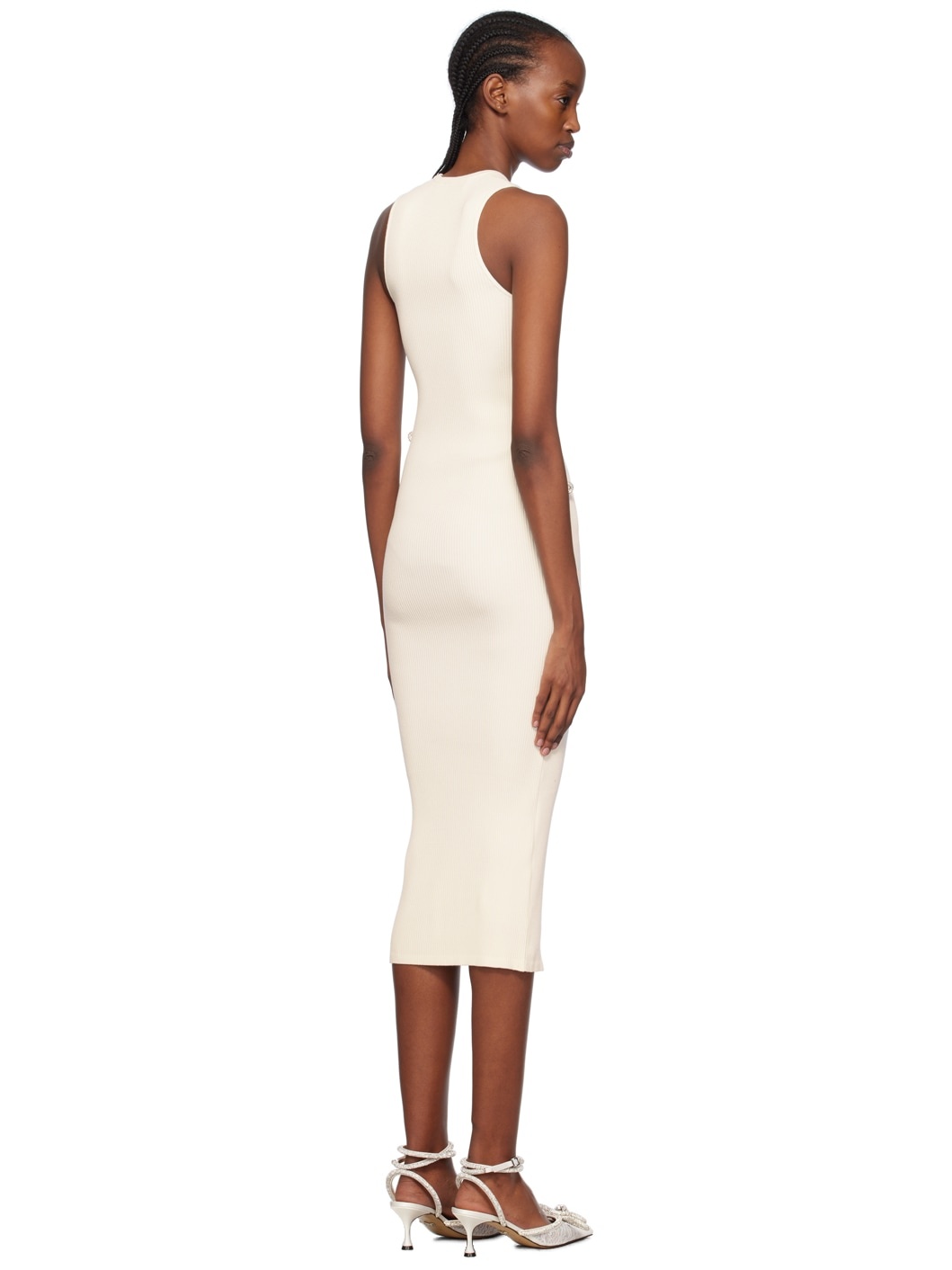 White Crystal-Cut Midi Dress - 3