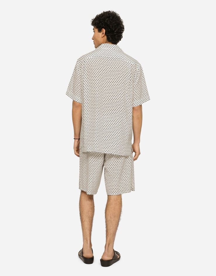 Crepe de chine jogging shorts with DG logo print - 3