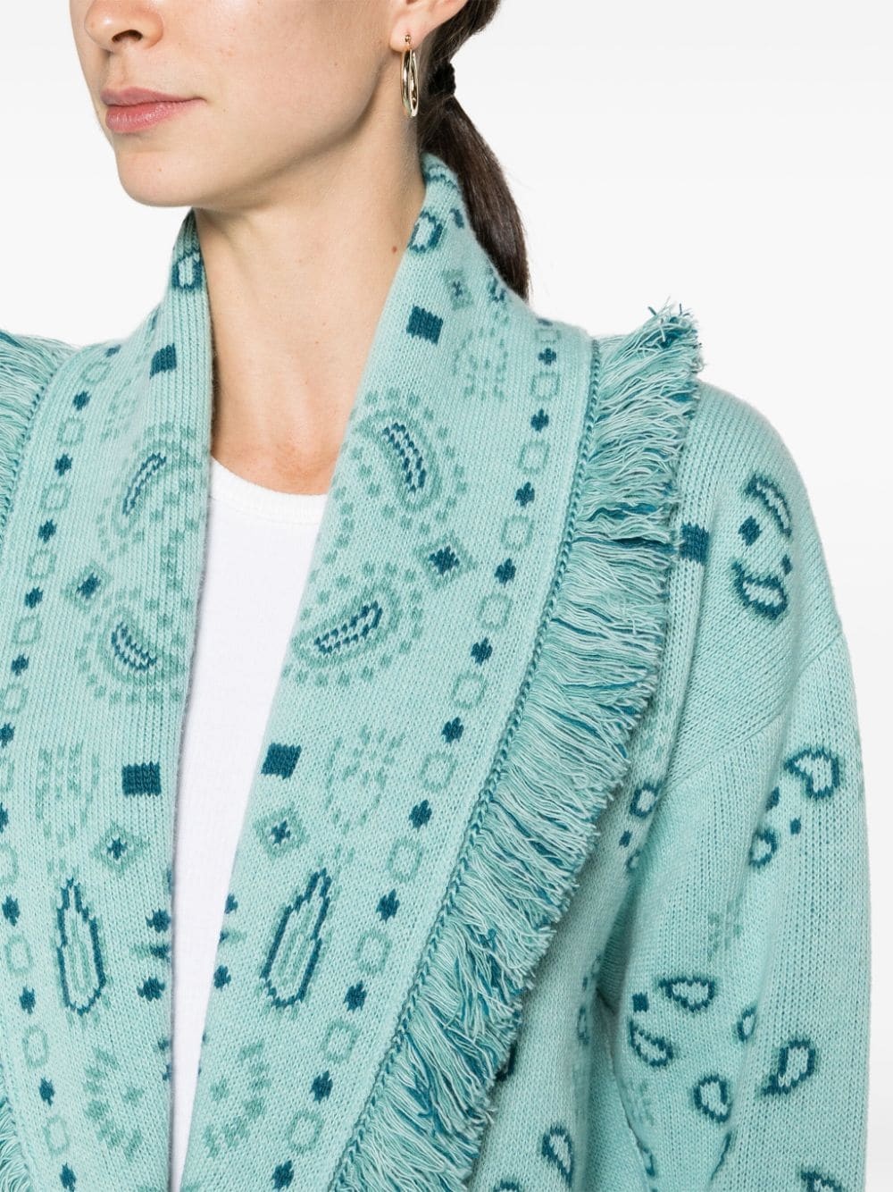 bandana-jacquard bomber cardigan - 5