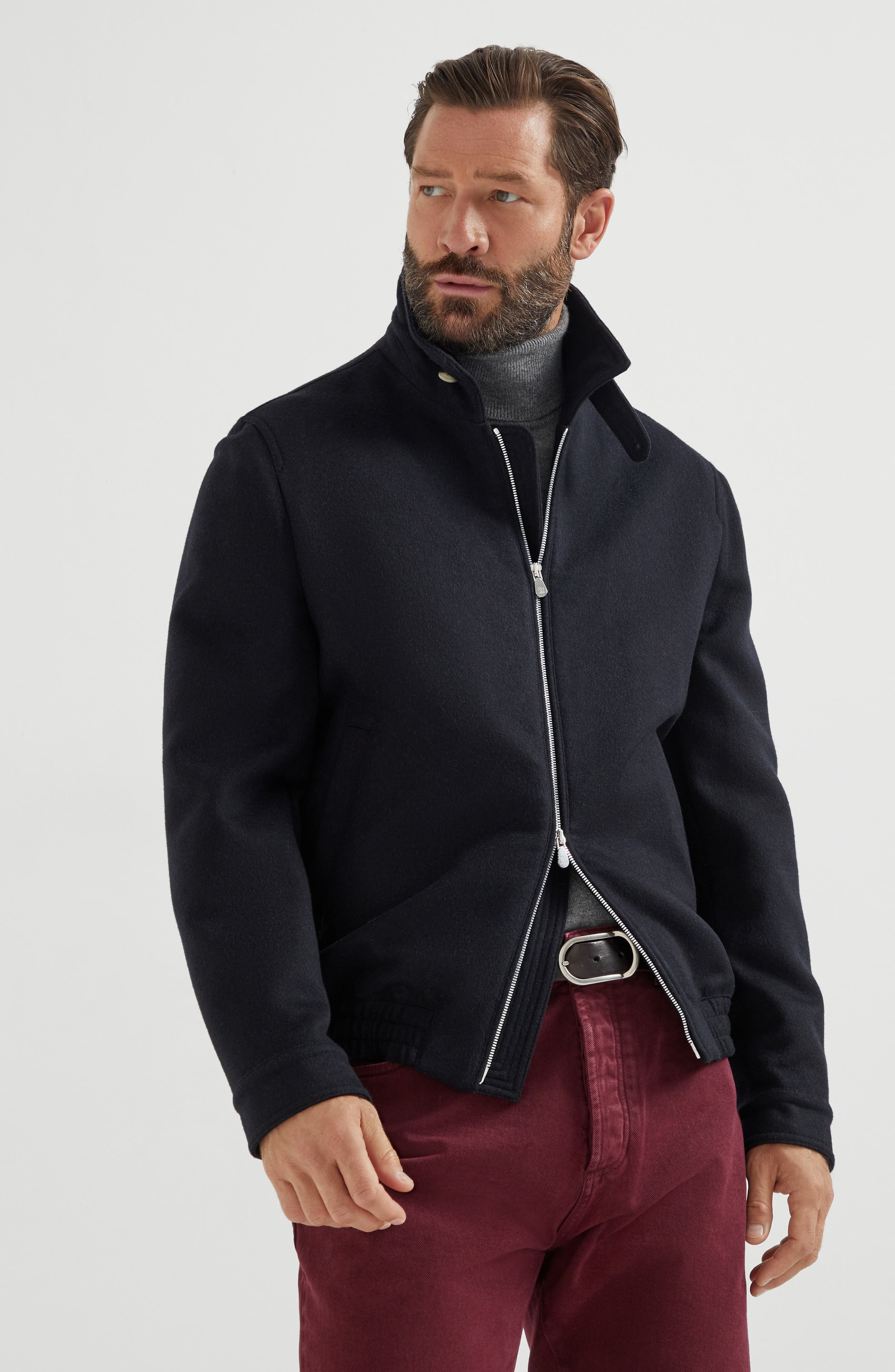 Brunello Cucinelli Wool flannel bomber jacket in Black at Nordstrom - 2