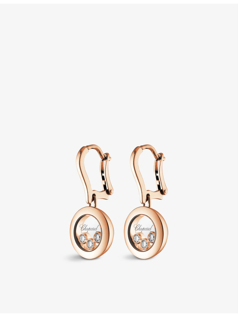 Chopard Happy Diamonds 18ct rose-gold and diamond earrings outlook