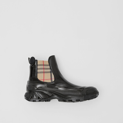 Burberry Vintage Check Detail Coated Canvas Chelsea Boots outlook