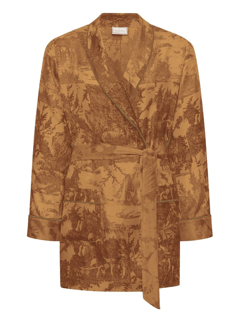 landscape-print belted robe 1