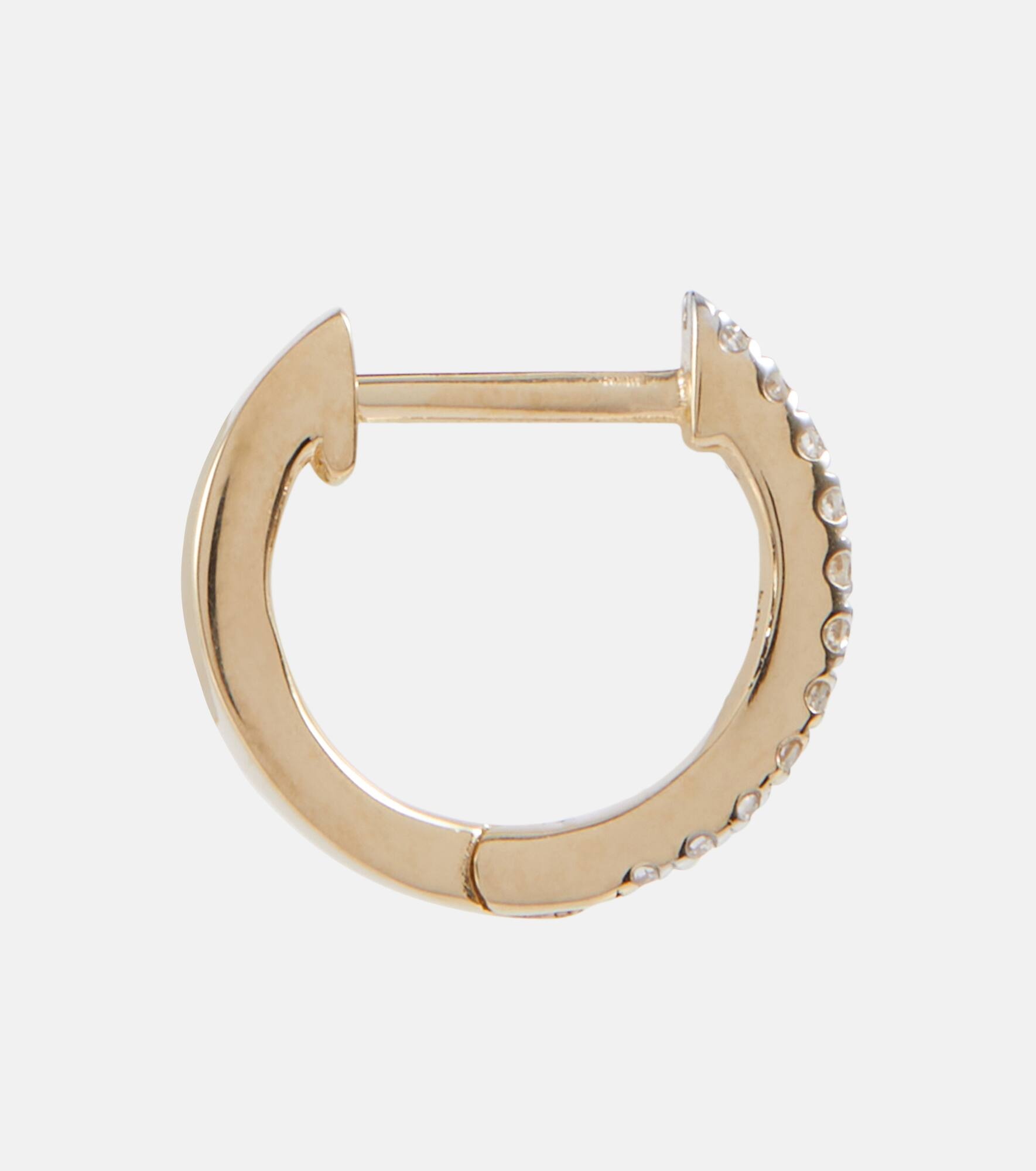 14kt gold huggie earrings with diamonds - 4