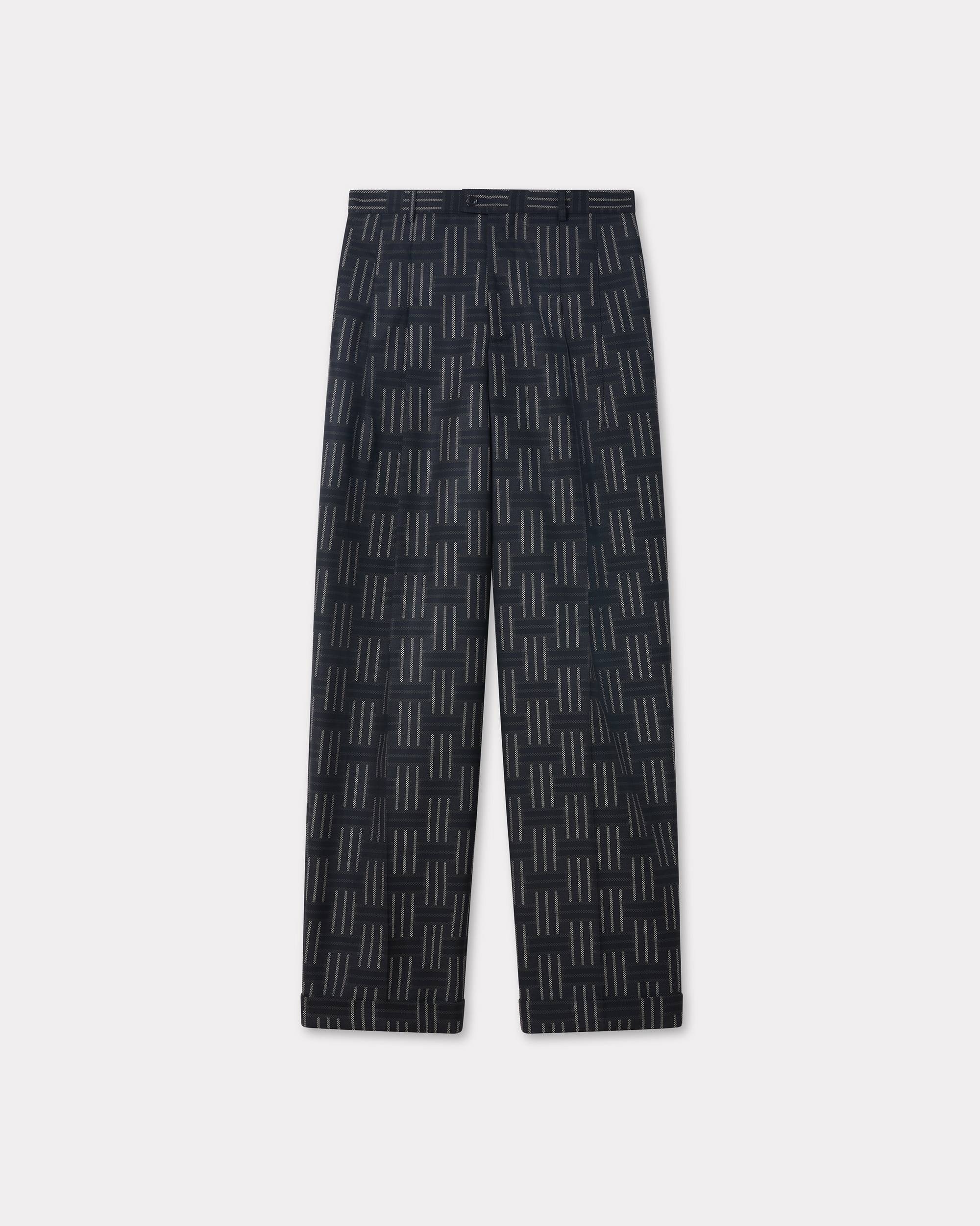 'KENZO Weave' straight pleated tailored pants in wool and cotton - 1