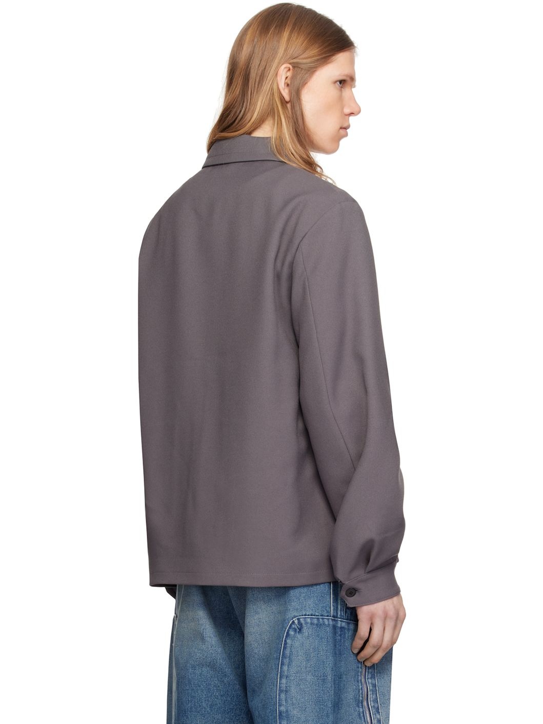 Gray Twill Long Jacket - 3