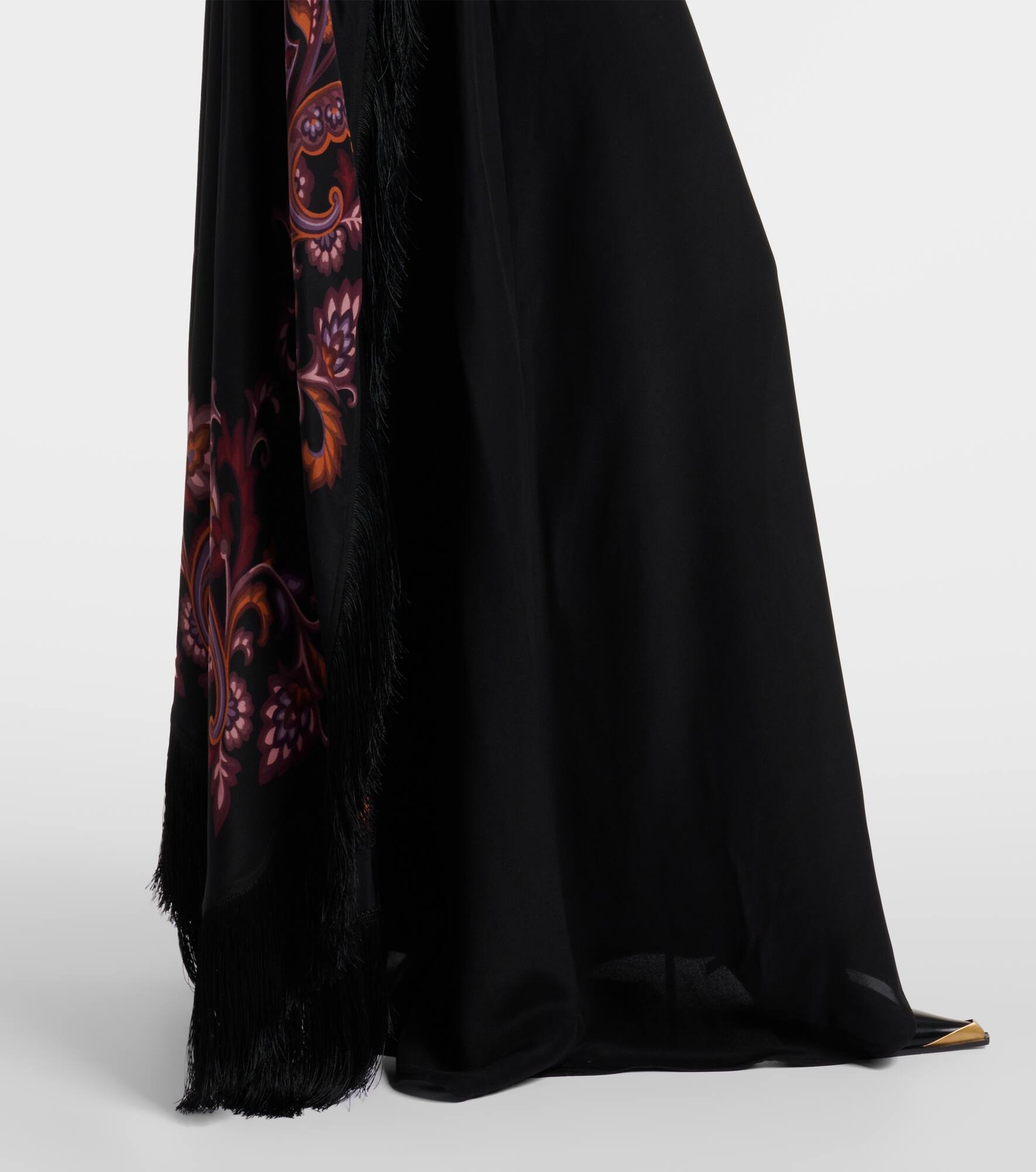 Paisley caped fringed silk gown - 5