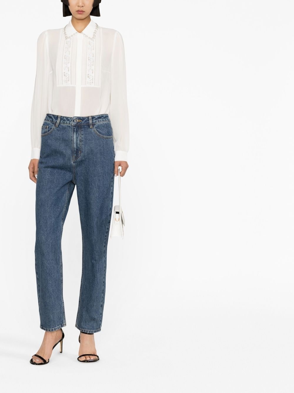 pearl-embellished embroidered blouse - 2