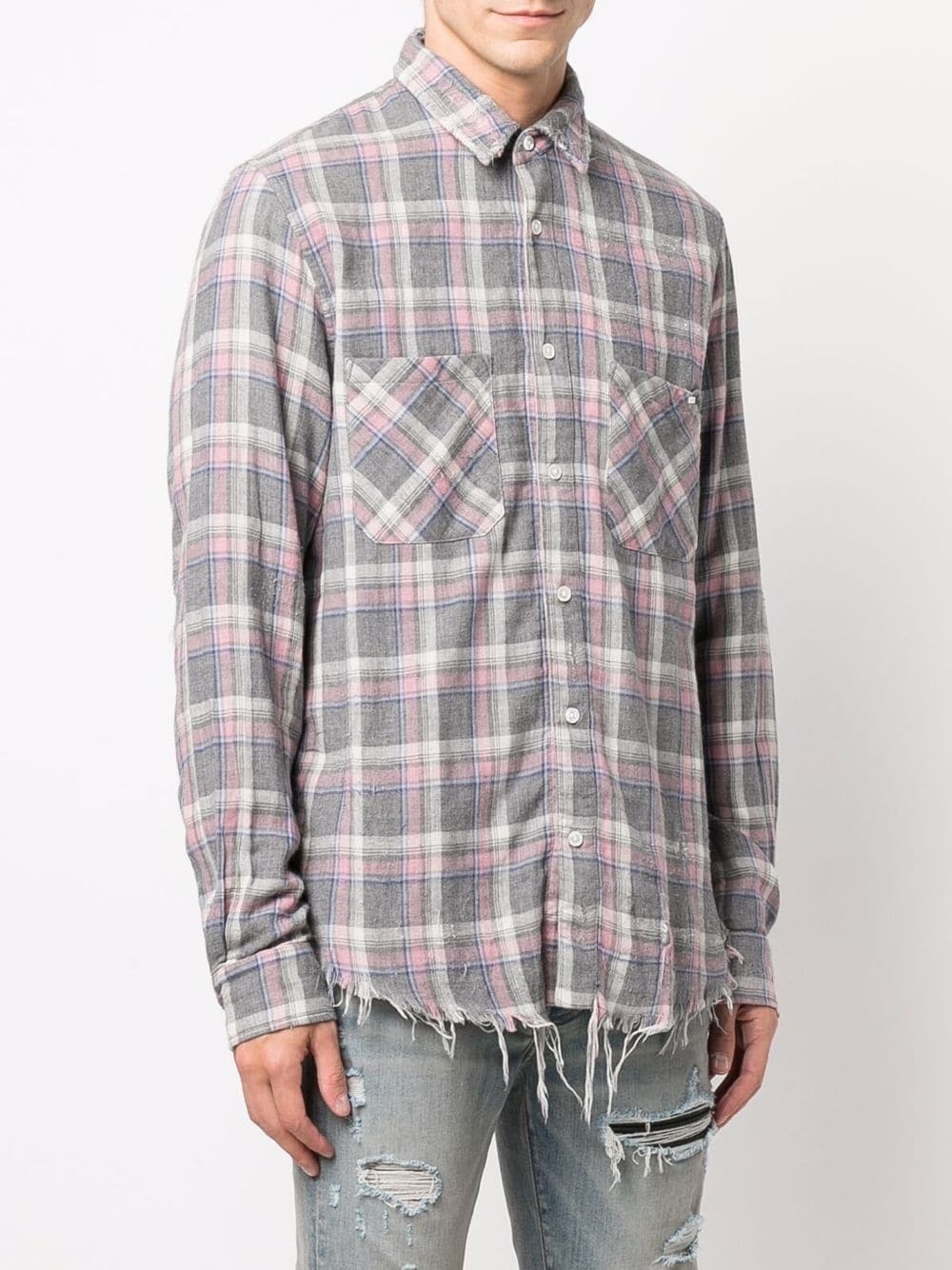 raw-cut checked shirt - 3