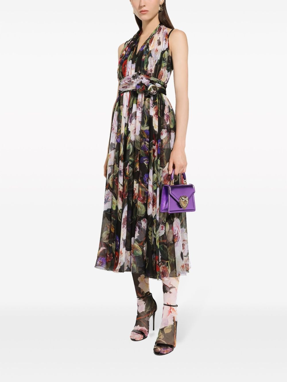 floral-print silk midi dress - 2