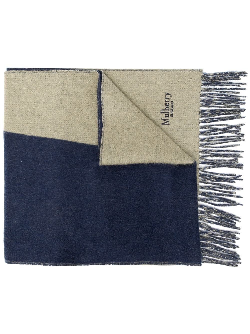 bi-colour fringed wool scarf - 1