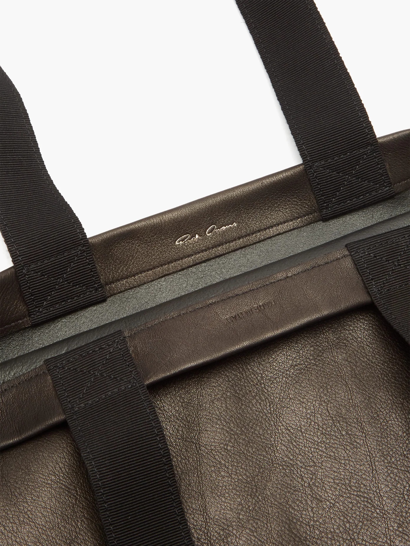 Stitched logo-embossed leather tote bag - 6