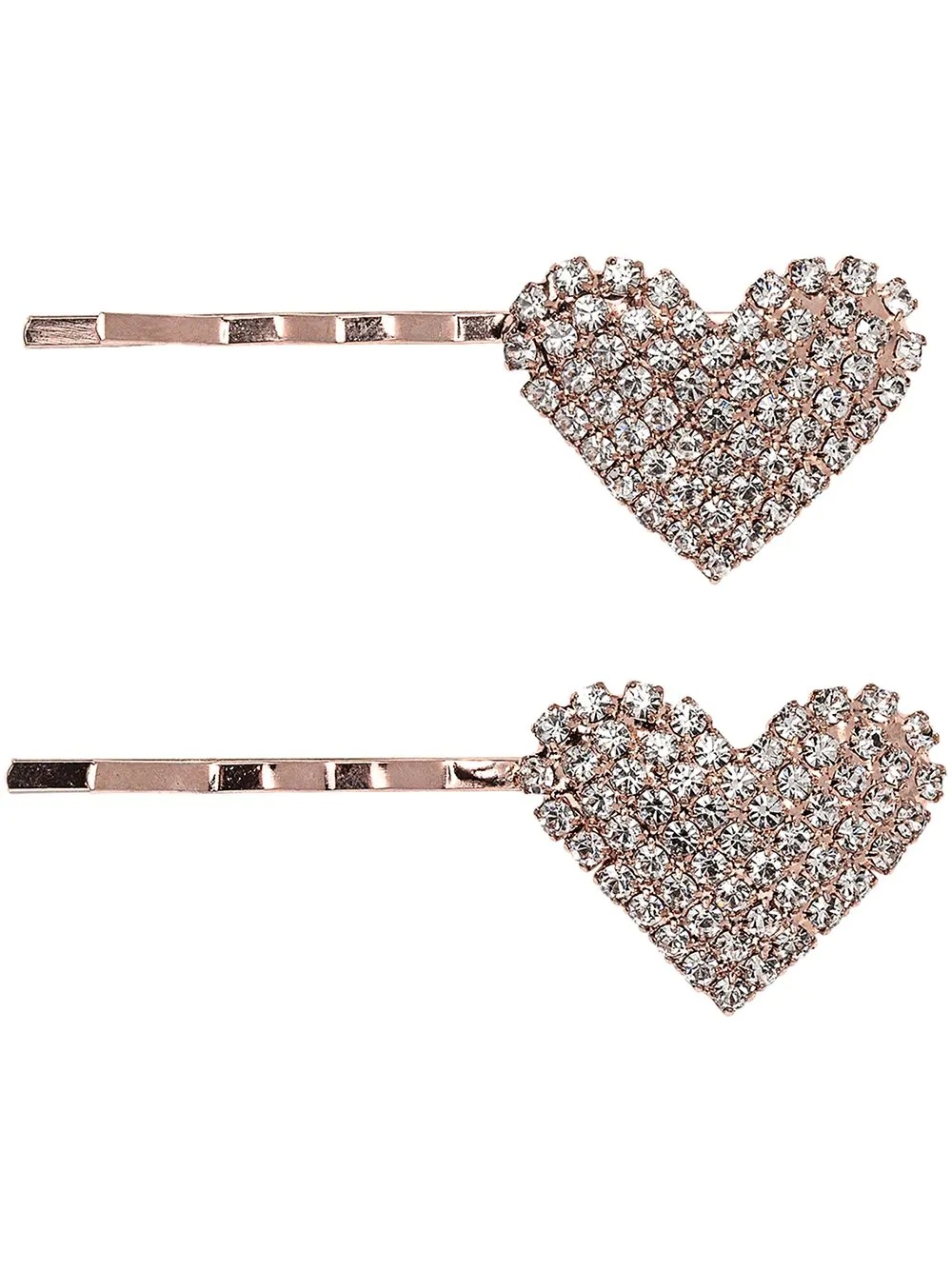 crystal-embellished heart-motif hair slides - 1