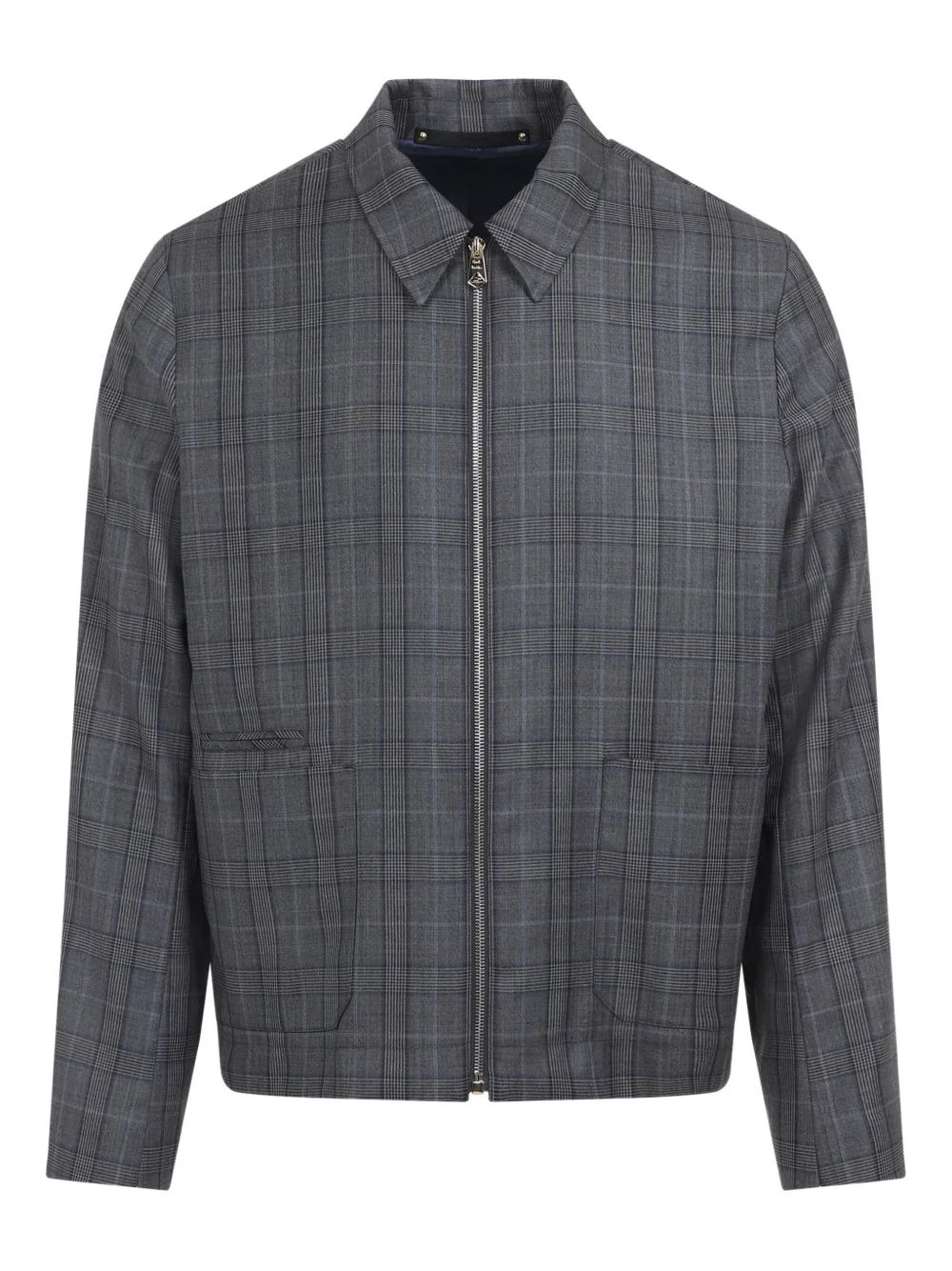 checked zip-front jacket - 1