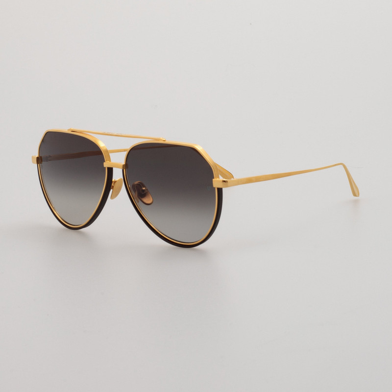 LINDA FARROW MEN'S BAYER AVIATOR SUNGLASSES IN YELLOW GOLD outlook
