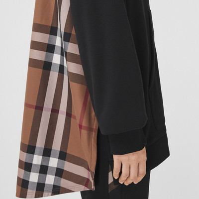 Burberry Check Panel Cotton Oversized Hoodie outlook